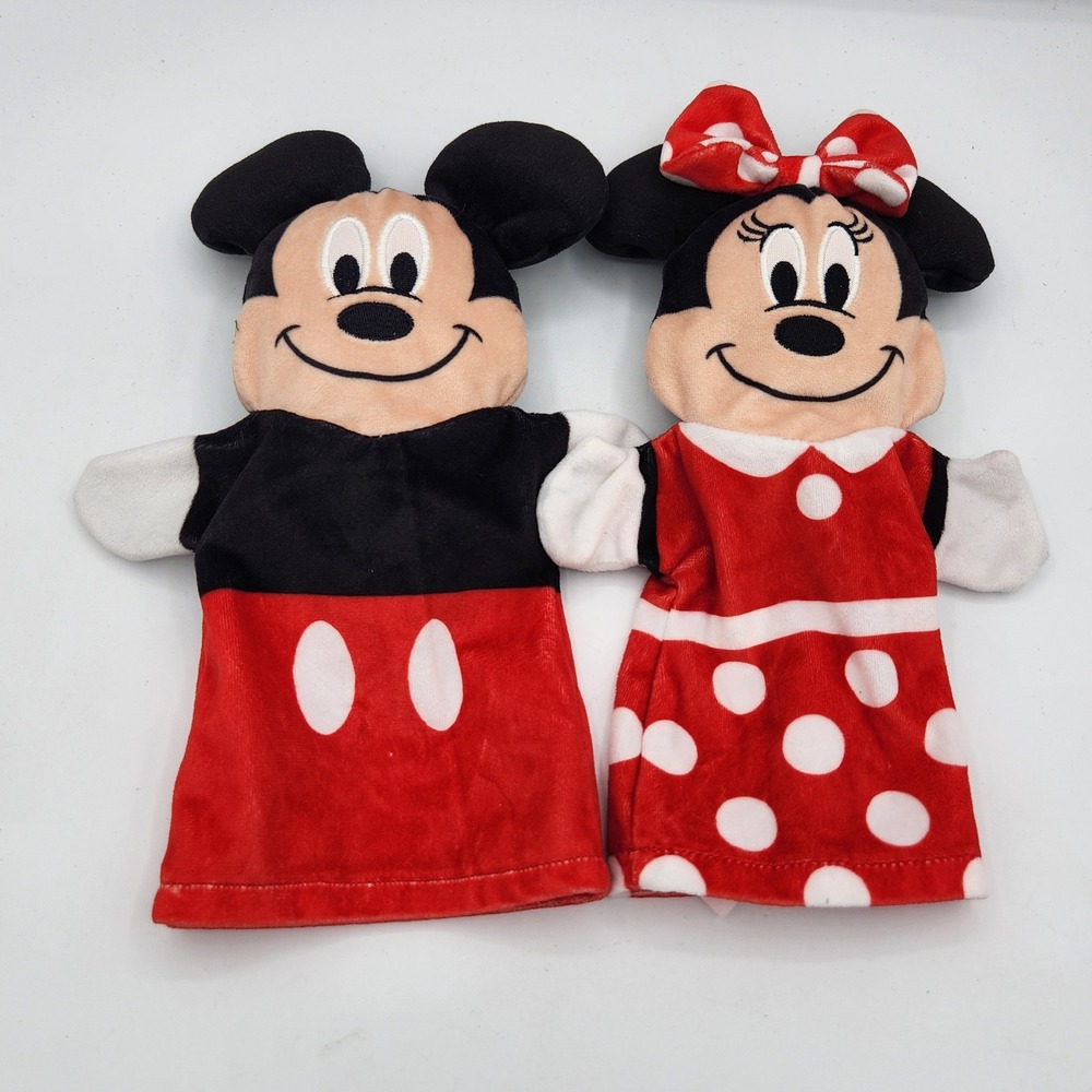 Disney‎ Mickey Mouse & Minnie Mouse Hand Puppets Plush Stuffed Toys Set